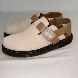 Dr Martens Jorge II Clog Sandal Cream Suede Tan Leather Buckle Strap Men 11